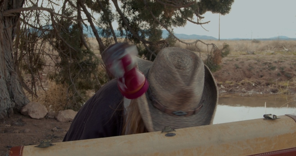 lily searches a suitcase